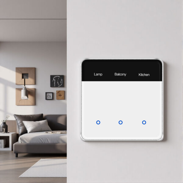 ⁦مفتاح ذكي Matter من Zemismart مع شاشة لمس لعرض اسم الغرفة وتحكم ذكي عبر WiFi، متوافق مع Google Home وApple HomeKit وSmartThings. مثالي للمنازل الذكية الحديثة.⁩ - الصورة ⁦3⁩