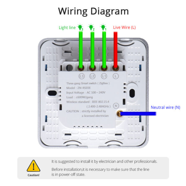 ⁦مفتاح Zemismart Zigbee الذكي مع نيوترال – لوحة لمس زجاجية للتحكم بالإضاءة متوافقة مع Tuya وAlexa وGoogle Home⁩ - الصورة ⁦3⁩