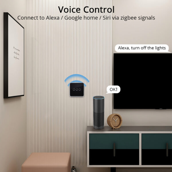 ⁦مفتاح Zemismart Zigbee الذكي مع نيوترال – لوحة لمس زجاجية للتحكم بالإضاءة متوافقة مع Tuya وAlexa وGoogle Home⁩ - الصورة ⁦5⁩