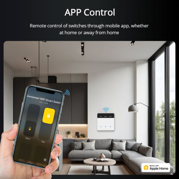 ⁦مفتاح ذكي Matter من Zemismart مع شاشة لمس لعرض اسم الغرفة وتحكم ذكي عبر WiFi، متوافق مع Google Home وApple HomeKit وSmartThings. مثالي للمنازل الذكية الحديثة. ٢⁩ - الصورة ⁦5⁩