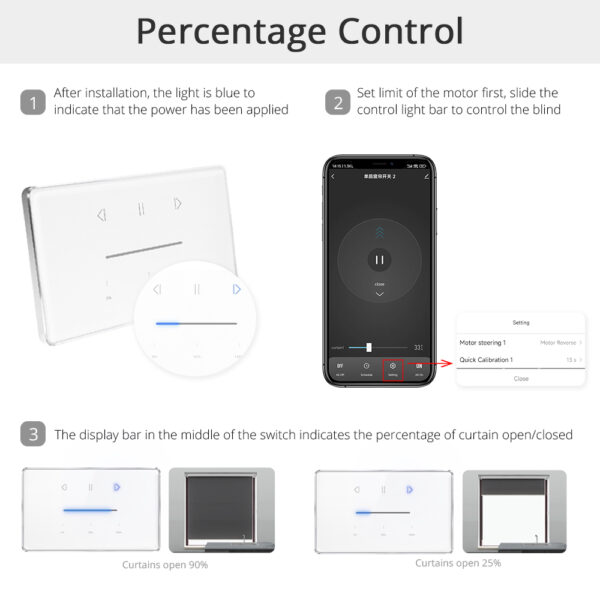 ⁦مفتاح ستارة Zemismart Zigbee الذكي – تحكم بمحرك رولر شاتر بنسبة مئوية – يعمل مع Tuya وأليكسا وجوجل هوم⁩ - الصورة ⁦8⁩