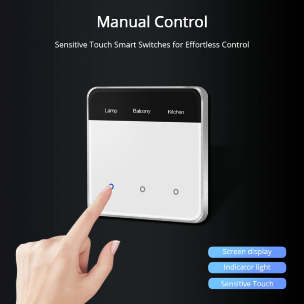 ⁦مفتاح ذكي Matter من Zemismart مع شاشة لمس لعرض اسم الغرفة وتحكم ذكي عبر WiFi، متوافق مع Google Home وApple HomeKit وSmartThings. مثالي للمنازل الذكية الحديثة. ٢⁩ - الصورة ⁦8⁩