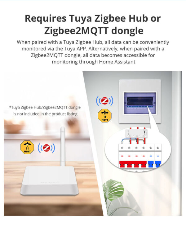 ⁦جهاز قياس الطاقة Zemismart Zigbee ثلاثي الأطوار – مقياس كهربائي ذكي 63 أمبير يعمل مع Tuya وHome Assistant⁩ - الصورة ⁦5⁩