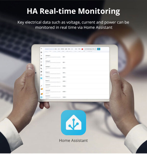⁦جهاز قياس الطاقة Zemismart Zigbee ثلاثي الأطوار – مقياس كهربائي ذكي 63 أمبير يعمل مع Tuya وHome Assistant⁩ - الصورة ⁦6⁩
