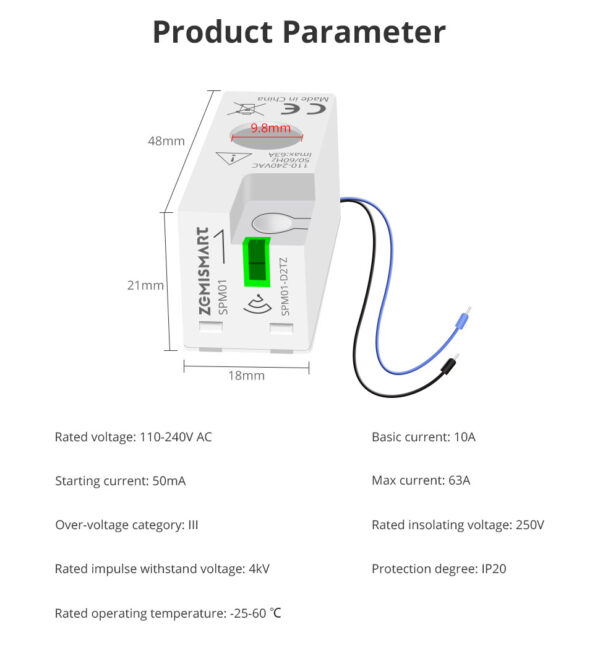 ⁦جهاز مراقبة الطاقة الذكي من Zemismart عبر Zigbee – قياس فوري 1 فاز 110/240 فولت – متوافق مع Tuya وSmart Life⁩ - الصورة ⁦15⁩