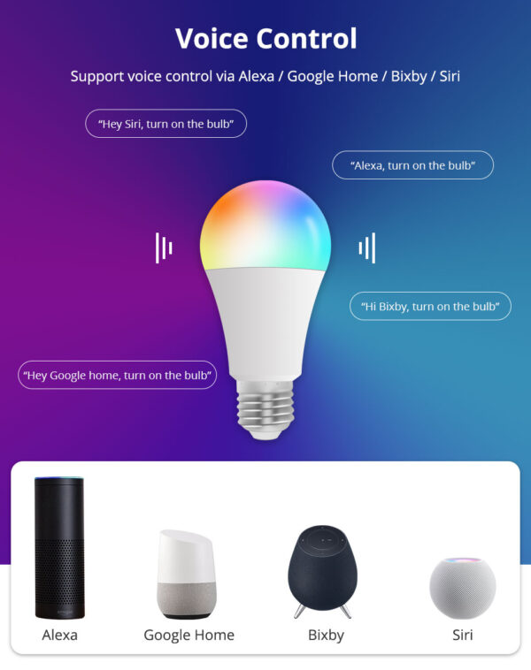 ⁦لمبة Zemismart Zigbee 3.0 الذكية RGBW قاعدة E27 – تحكم بالألوان متوافق مع Tuya وAlexa وGoogle Home⁩ - الصورة ⁦4⁩