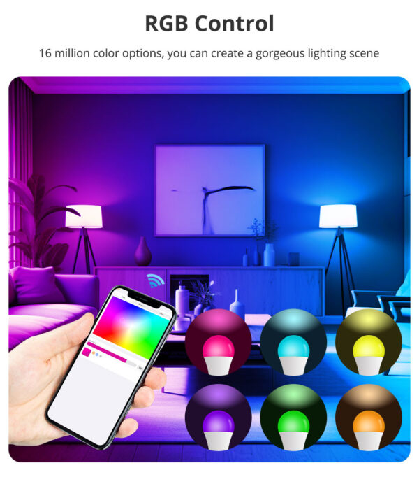 ⁦لمبة Zemismart Zigbee 3.0 الذكية RGBW قاعدة E27 – تحكم بالألوان متوافق مع Tuya وAlexa وGoogle Home⁩ - الصورة ⁦7⁩