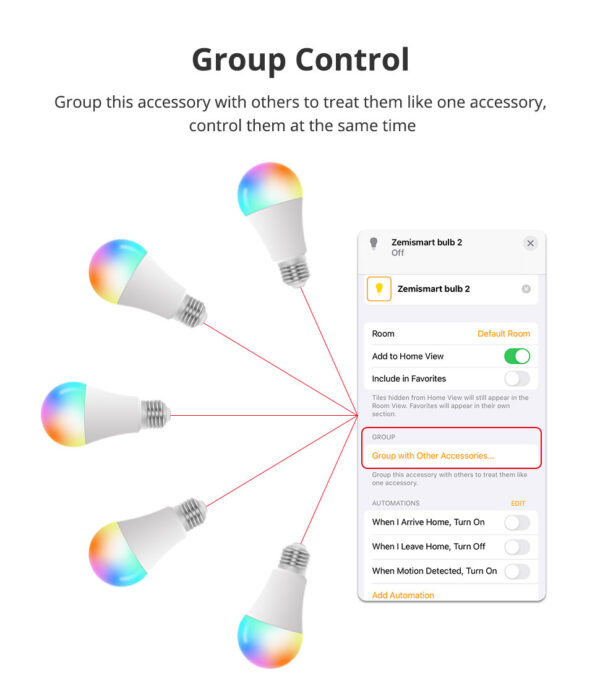 ⁦لمبة Zemismart Zigbee 3.0 الذكية RGBW قاعدة E27 – تحكم بالألوان متوافق مع Tuya وAlexa وGoogle Home⁩ - الصورة ⁦9⁩