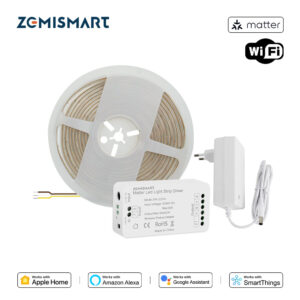 وحدة تحكم بشريط إضاءة ذكي Matter من Zemismart – تدعم WiFi وAlexa وGoogle وتعمل مع شريط COB RGBCW بجهد 24 فولت