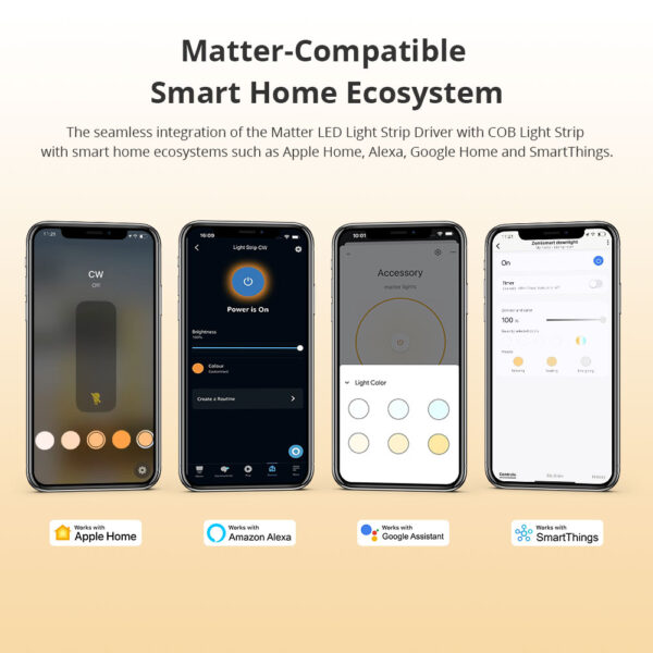 ⁦وحدة تحكم بشريط إضاءة ذكي Matter من Zemismart – تدعم WiFi وAlexa وGoogle وتعمل مع شريط COB RGBCW بجهد 24 فولت⁩ - الصورة ⁦19⁩