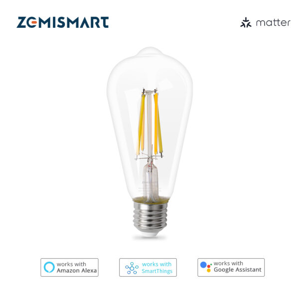 لمبة ذكية Matter من Zemismart – واي فاي E27 – قابلة للتعتيم ومتوافقة مع Alexa وGoogle وSiri