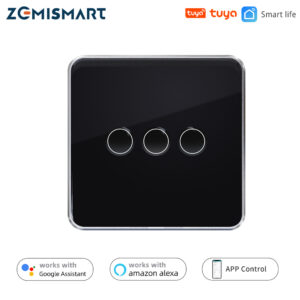 مفتاح Zemismart Zigbee الذكي مع نيوترال – لوحة لمس زجاجية للتحكم بالإضاءة متوافقة مع Tuya وAlexa وGoogle Home