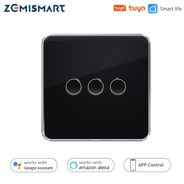 مفتاح Zemismart Zigbee الذكي مع نيوترال – لوحة لمس زجاجية للتحكم بالإضاءة متوافقة مع Tuya وAlexa وGoogle Home