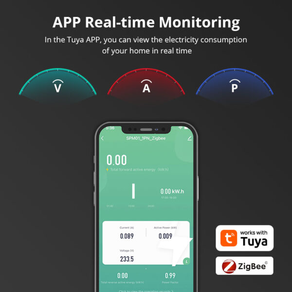 ⁦جهاز مراقبة الطاقة الذكي من Zemismart عبر Zigbee – قياس فوري 1 فاز 110/240 فولت – متوافق مع Tuya وSmart Life⁩ - الصورة ⁦20⁩