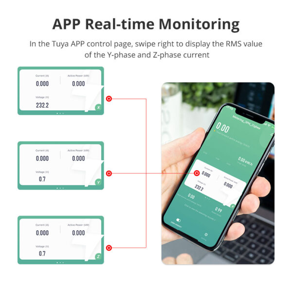 ⁦جهاز قياس الطاقة Zemismart Zigbee ثلاثي الأطوار – مقياس كهربائي ذكي 63 أمبير يعمل مع Tuya وHome Assistant⁩ - الصورة ⁦20⁩