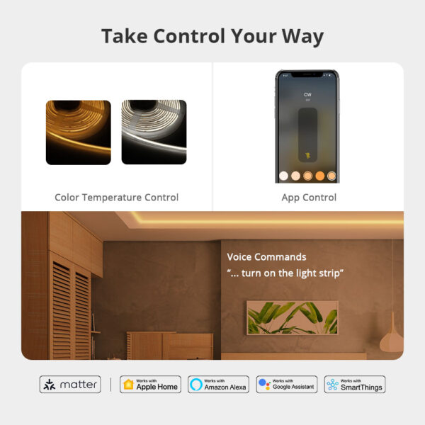 ⁦وحدة تحكم بشريط إضاءة ذكي Matter من Zemismart – تدعم WiFi وAlexa وGoogle وتعمل مع شريط COB RGBCW بجهد 24 فولت⁩ - الصورة ⁦23⁩