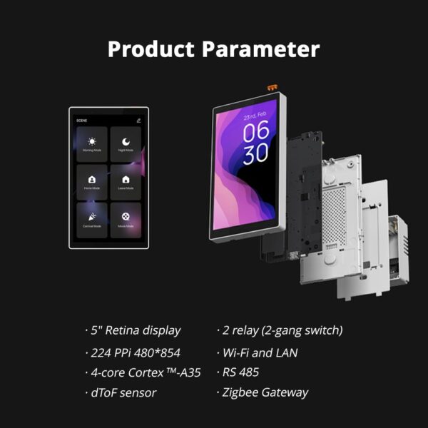 ⁦شاشة Zemismart الذكية 5 بوصة – مركز تحكم منزلي متعدد الوظائف – تعمل باللمس وتدعم Tuya وAlexa مع Zigbee Hub مدمج وحامل مكتبي⁩ - الصورة ⁦18⁩