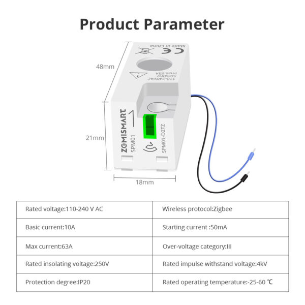 ⁦جهاز مراقبة الطاقة الذكي من Zemismart عبر Zigbee – قياس فوري 1 فاز 110/240 فولت – متوافق مع Tuya وSmart Life⁩ - الصورة ⁦23⁩
