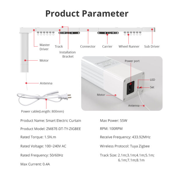 ⁦محرك ستارة ذكي Matter من Zemismart يعمل عبر WiFi – تحكم تلقائي عبر تطبيق الهاتف وGoogle Home وSmartThings⁩ - الصورة ⁦10⁩
