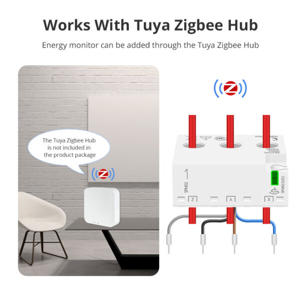 ⁦جهاز قياس الطاقة Zemismart Zigbee ثلاثي الأطوار – مقياس كهربائي ذكي 63 أمبير يعمل مع Tuya وHome Assistant⁩ - الصورة ⁦26⁩