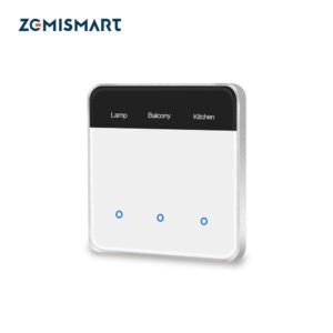 مفتاح ذكي Matter من Zemismart مع شاشة لمس لعرض اسم الغرفة وتحكم ذكي عبر WiFi، متوافق مع Google Home وApple HomeKit وSmartThings. مثالي للمنازل الذكية الحديثة.