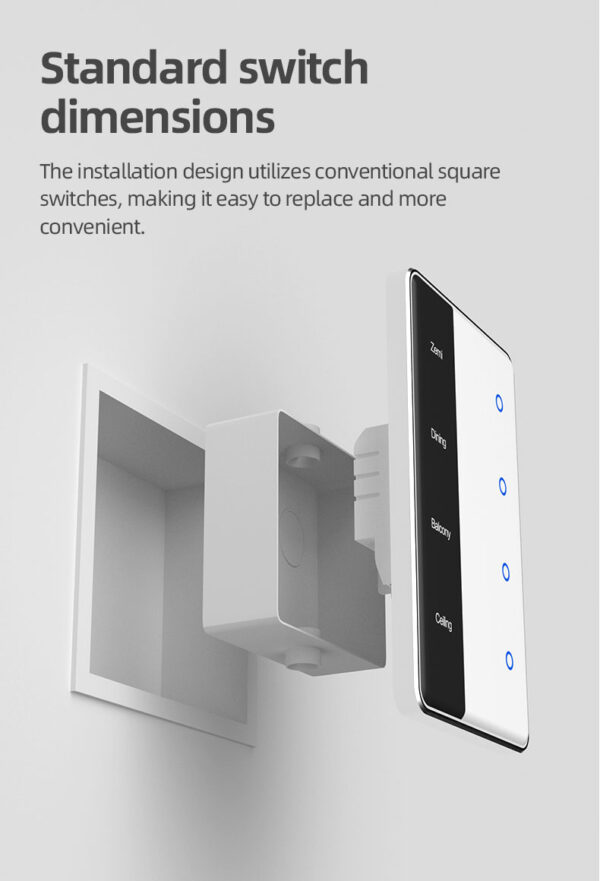 ⁦مفتاح ذكي Matter من Zemismart – شاشة لمس مع عرض الاسم وتحكم عبر Alexa وGoogle وSiri – يعمل عبر WiFi ويدعم HomeKit⁩ - الصورة ⁦6⁩