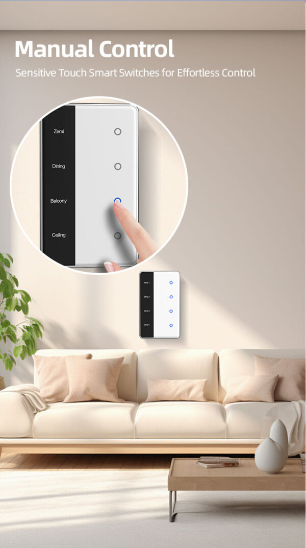 ⁦مفتاح ذكي Matter من Zemismart – شاشة لمس مع عرض الاسم وتحكم عبر Alexa وGoogle وSiri – يعمل عبر WiFi ويدعم HomeKit⁩ - الصورة ⁦9⁩