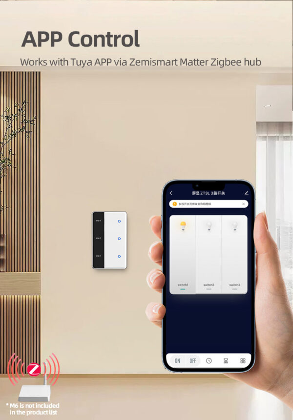 ⁦مفتاح ذكي Matter من Zemismart – شاشة لمس مع عرض الاسم وتحكم عبر Alexa وGoogle وSiri – يعمل عبر WiFi ويدعم HomeKit⁩ - الصورة ⁦12⁩
