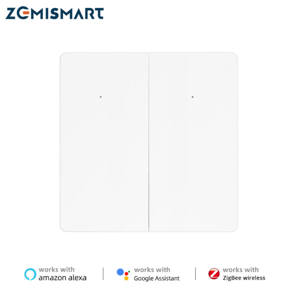 مفتاح Zemismart Zigbee مع سلك نيوترال 606-3 – مفتاح ضغط ذكي مخرجين متوافق مع Tuya وأليكسا