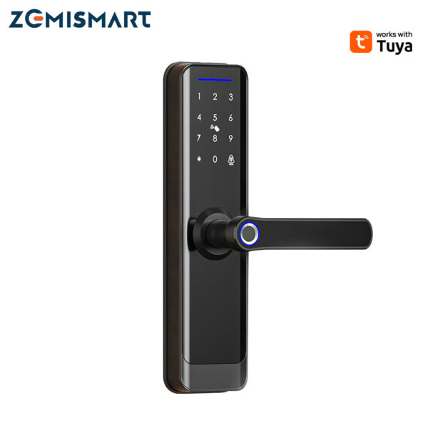 قفل باب إلكتروني ذكي Zemismart Zigbee ببصمة وكارت وكلمة مرور – مع جرس، يعمل مع تطبيق Tuya