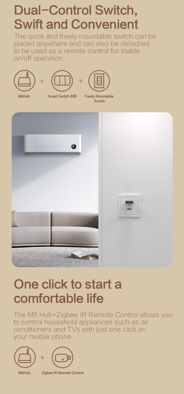 ⁦مفتاح Zemismart Zigbee رمادي اللون مع هيكل ألومنيوم – يعمل مع Tuya وGoogle Home وHomeKit عبر M6 Hub⁩ - الصورة ⁦14⁩