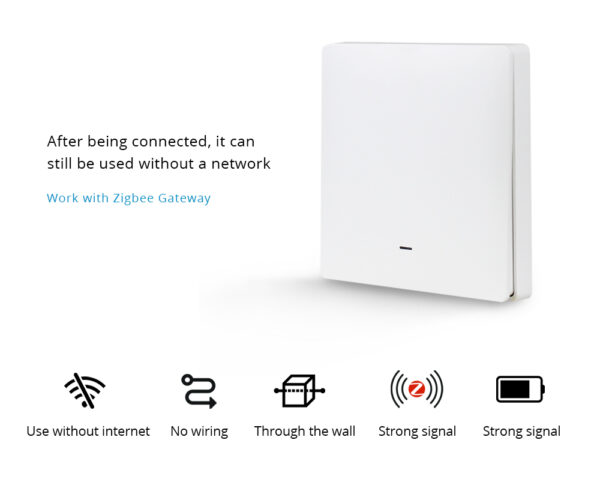 ⁦Zemismart مفتاح جداري لاسلكي ذكي Zigbee بزر واحد – يعمل بالبطارية مع تحكم عبر Tuya وSmart Life ويدعم Alexa وGoogle Home⁩ - الصورة ⁦3⁩