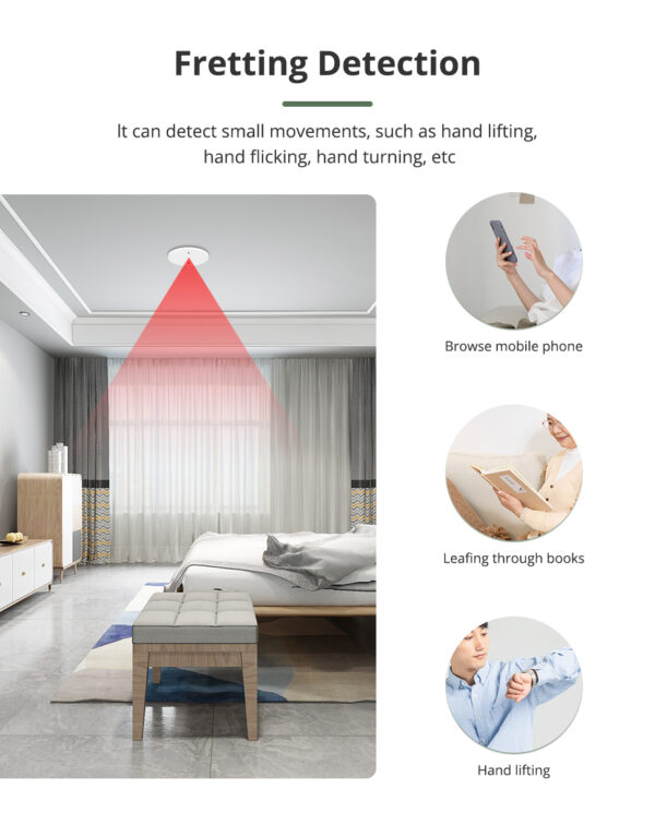 ⁦Zemismart Zigbee Smart Human Presence Detector Microwave Radar – حساس حركة ذكي بتقنية الرادار للسقف يعمل مع Tuya Smart Life⁩ - الصورة ⁦2⁩