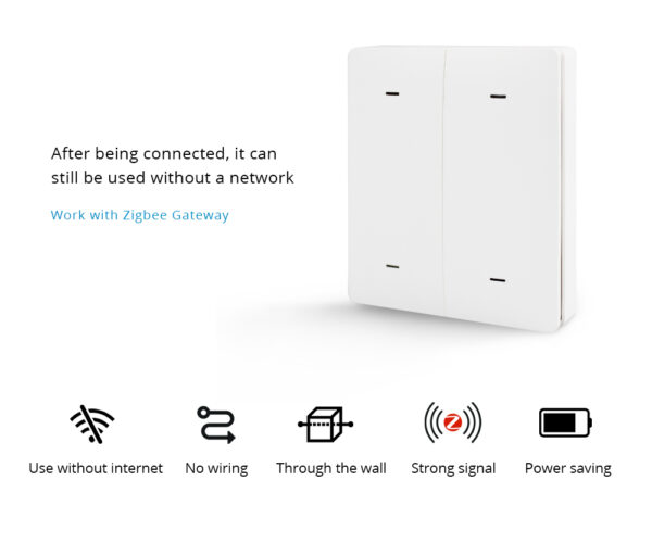 ⁦Zemismart مفتاح إضاءة لاسلكي ذكي Zigbee – يعمل بالبطارية مع تحكم عبر تطبيق Tuya وSmart Life وخاصية المؤقت⁩ - الصورة ⁦6⁩