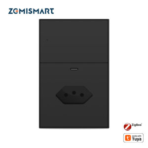 Zemismart مقبس ذكي Zigbee برازيلي أسود 10A مع منفذ شحن Type C وتحكم عبر تطبيق Tuya وSmart Life
