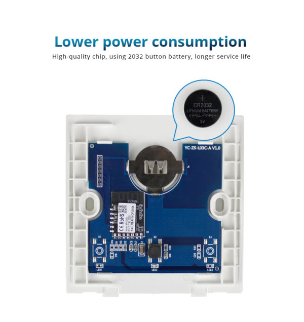 ⁦Zemismart مفتاح جداري لاسلكي ذكي Zigbee ٢ زر – يعمل بالبطارية مع تحكم عبر Tuya وSmart Life ويدعم Alexa وGoogle Home (Copy)⁩ - الصورة ⁦4⁩