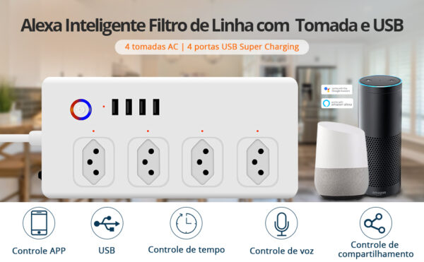 ⁦Zemismart موزع طاقة ذكي WiFi – 4 منافذ كهرباء مستقلة مع 4 مفاتيح تحكم وUSB شحن 2.1A يعمل مع Tuya وSmart Life⁩ - الصورة ⁦6⁩