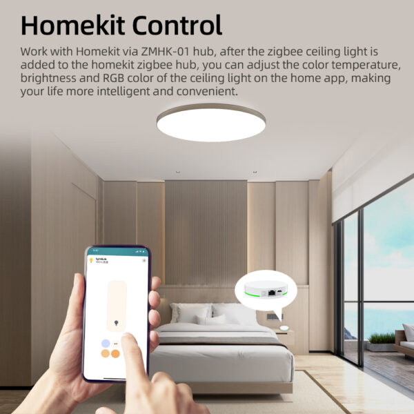 ⁦Zemismart Zigbee 24W Smart LED Ceiling Light RGBCW – لمبة سقف ذكية للحمام تعمل مع Tuya و Alexa و Google Home و HomeKit قابلة للتعتيم⁩ - الصورة ⁦8⁩
