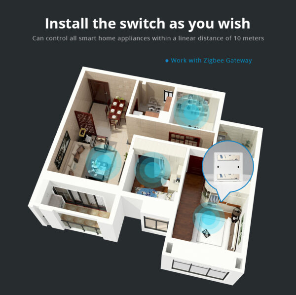 ⁦Zemismart مفتاح إضاءة لاسلكي ذكي Zigbee – يعمل بالبطارية مع تحكم عبر تطبيق Tuya وSmart Life وخاصية المؤقت⁩ - الصورة ⁦8⁩
