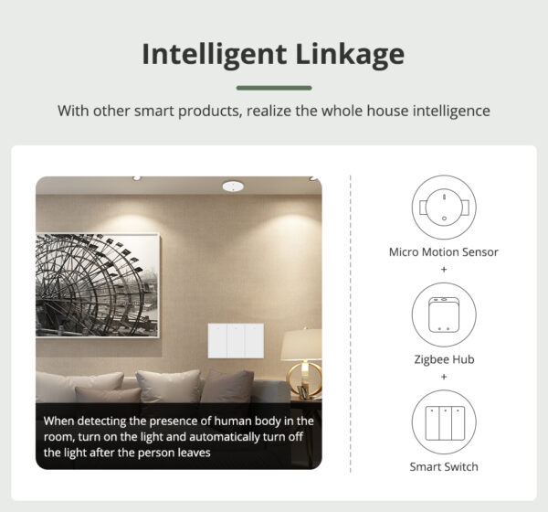 ⁦Zemismart Zigbee Smart Human Presence Detector Microwave Radar – حساس حركة ذكي بتقنية الرادار للسقف يعمل مع Tuya Smart Life⁩ - الصورة ⁦11⁩