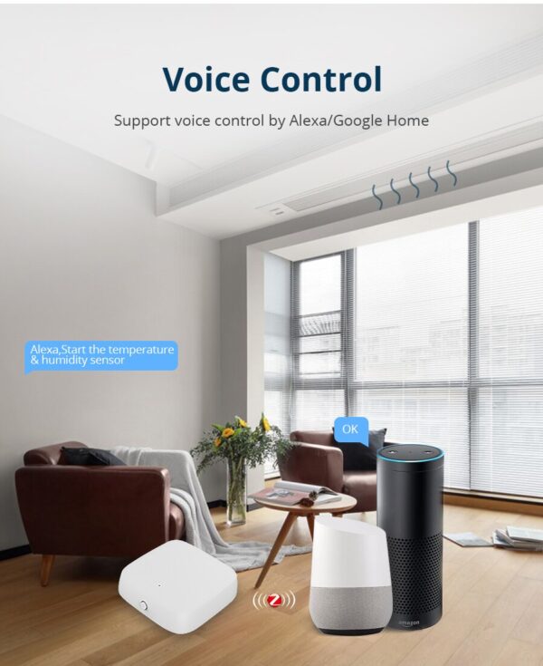 ⁦Zemismart حساس ذكي لدرجة الحرارة والرطوبة Zigbee – مراقبة المناخ المنزلي مع مؤقت ودعم Tuya وAlexa وGoogle Home⁩ - الصورة ⁦8⁩