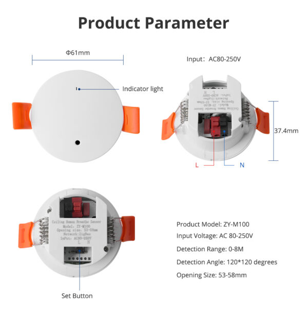 ⁦Zemismart Zigbee Smart Human Presence Detector Microwave Radar – حساس حركة ذكي بتقنية الرادار للسقف يعمل مع Tuya Smart Life⁩ - الصورة ⁦14⁩