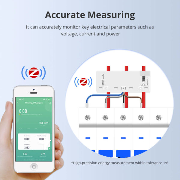 ⁦Zemismart Zigbee 3 Phase Electric Energy Meter 63A – عداد طاقة ذكي ثلاثي الفاز لمراقبة استهلاك الكهرباء بدقة⁩ - الصورة ⁦6⁩